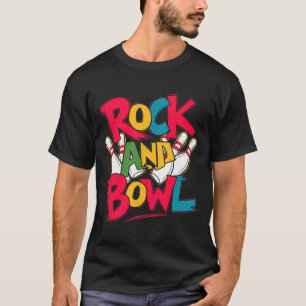 Camiseta Rock And Bowl Homens Mulheres Jogadores Boliche De