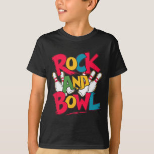 Camiseta Rock And Bowl Homens Mulheres Jogadores Boliche De