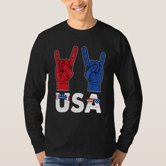 Camiseta Rock And Roll 4 De Julho Legal EUA Patriotic Ameri (Frente)