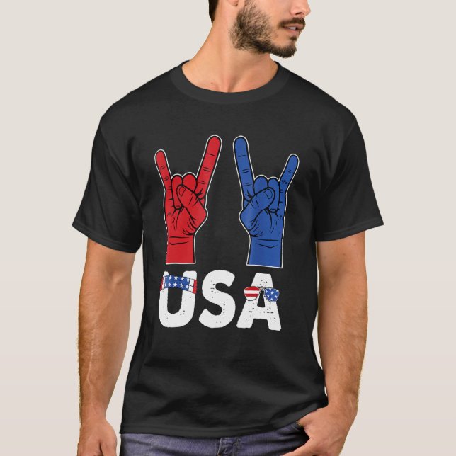 Camiseta Rock And Roll 4 De Julho Legal EUA Patriotic Ameri (Frente)