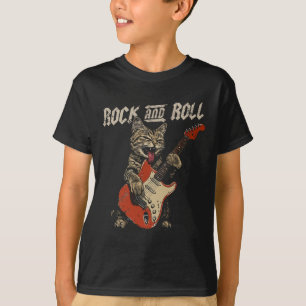 Camiseta Rock And Roll Guitar Cat Vintage Rock Guitarist Ca
