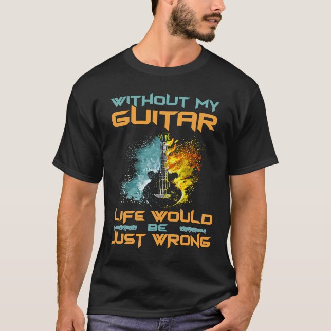 Camiseta Rock and Roll Guitar Without My Guitar Rock n Roll (Frente)
