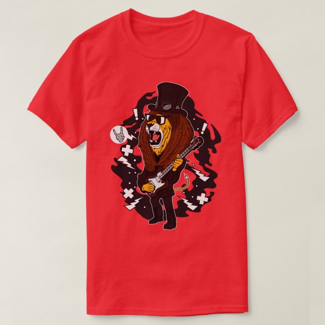 Camiseta rock and roll lion (Frente do Design)