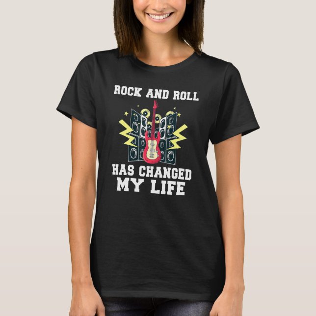 Camiseta Rock and Roll mudou minha vida Rocker (Frente)
