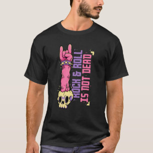 Camiseta Rock and Roll não é Morto Punk Rock Hand Skull Hea