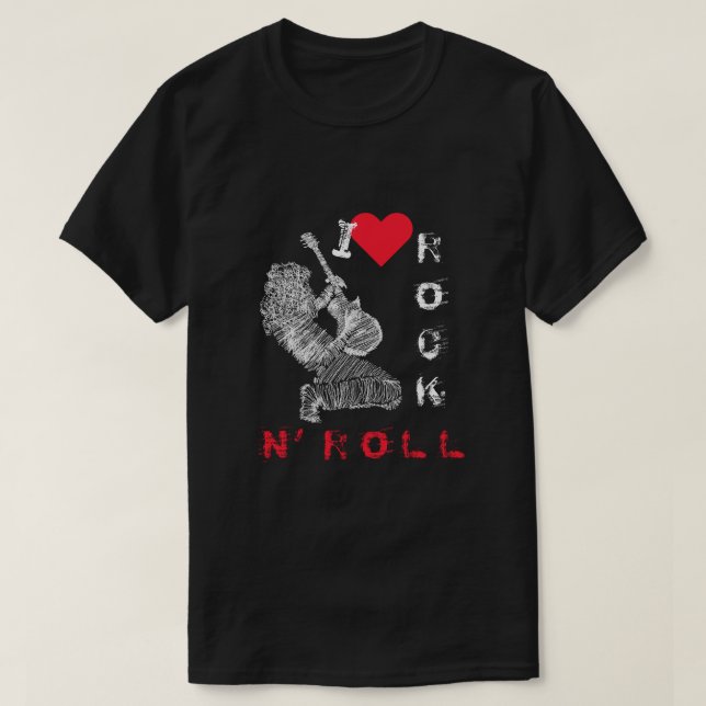 Camiseta Rock and Roll T-Shirt Rock Music Guitar Player (Frente do Design)