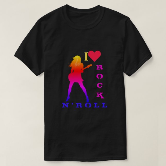 Camiseta Rock and Roll T-Shirt Rock Music Guitarist Girl (Frente do Design)