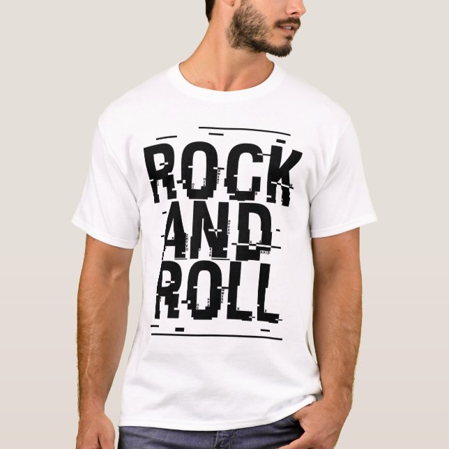 Camiseta Rock and Roll typographic logo design  (Frente)