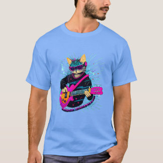 Camiseta Rock Cat Tocando Violão Engraçado Violão Gato (17)