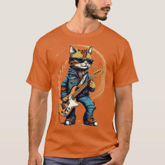Camiseta Rock Cat Tocando Violão Engraçado Violão Gato (21)