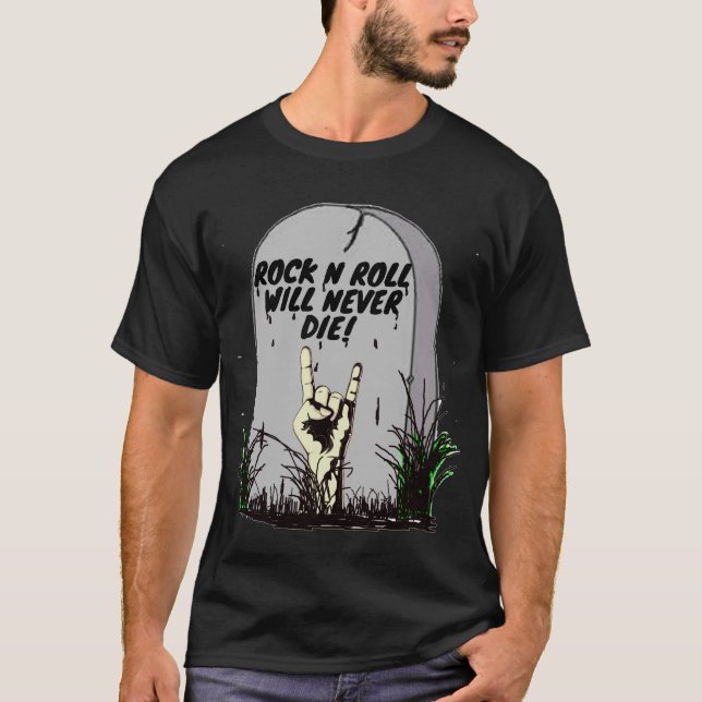 Camiseta Rock Clássico N Roll Nunca Morrerá. (Frente)