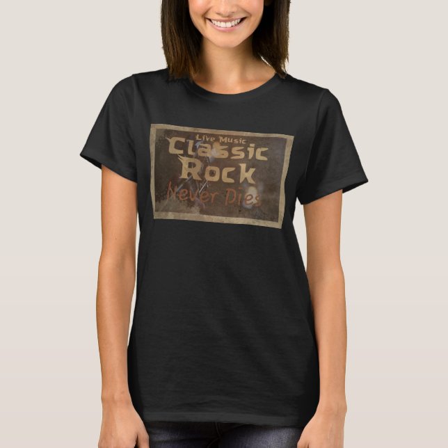 Camiseta Rock clássico nunca morre vestido aflita (Frente)