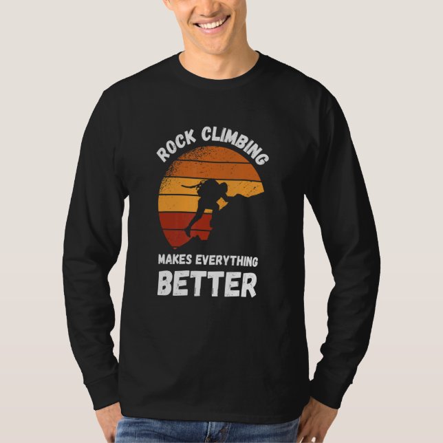 Camiseta Rock Climbing Retro Sunset Makes Everything Better (Frente)