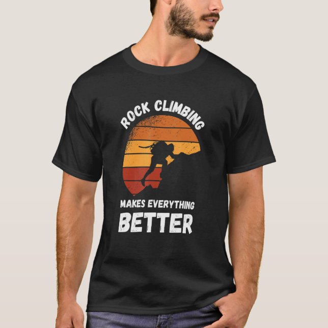 Camiseta Rock Climbing Retro Sunset Makes Everything Better (Frente)