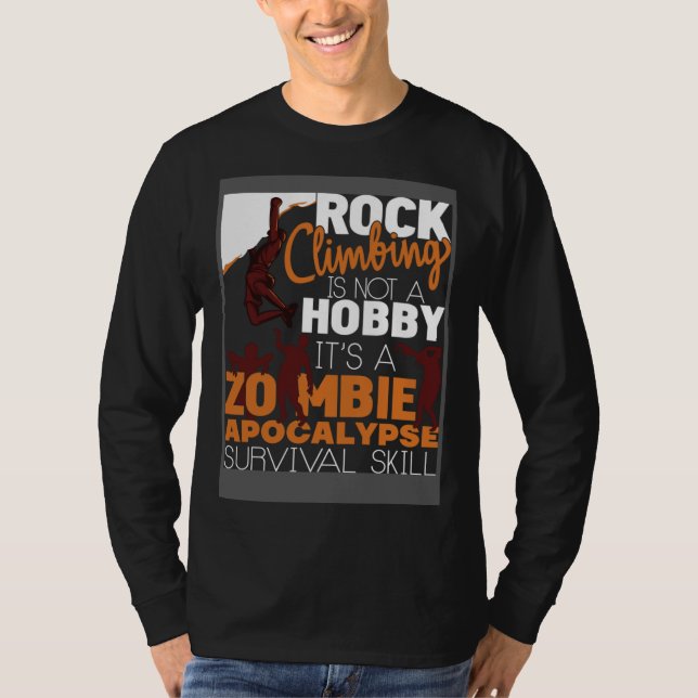 Camiseta Rock Climbing Zombie Apocalypse Survival Skill Roc (Frente)