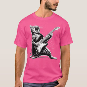 Camiseta Rock E Roll Cat Tocando Violão