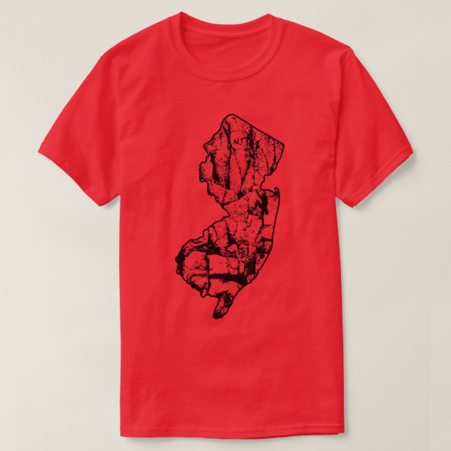 Camiseta Rock Escalbing New Jersey Rock State Map (Frente do Design)