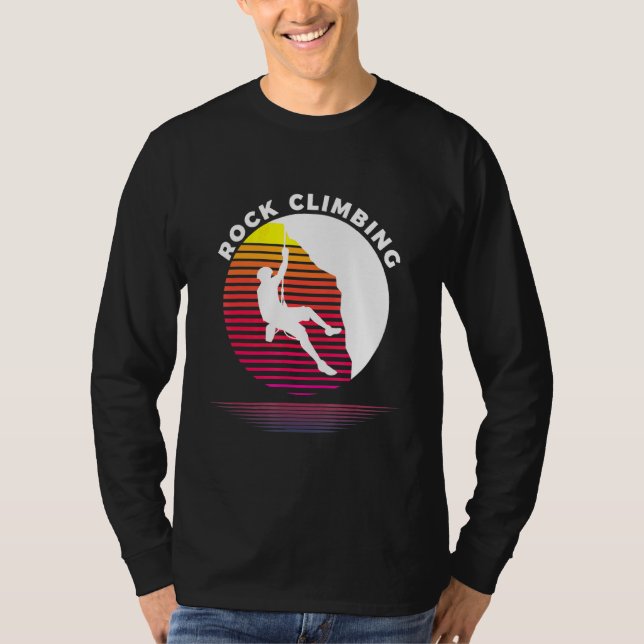 Camiseta Rock Escalbing Retro Sunset Style Bouldering 80s R (Frente)