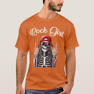 Camiseta Rock Girl Rockn Roll Girl Skeleton Rocker Cool Pun