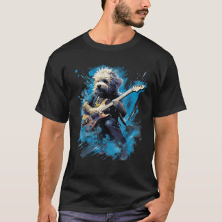 Camiseta Rock Guitar Schnoodle Dog Guitarist T Shirt