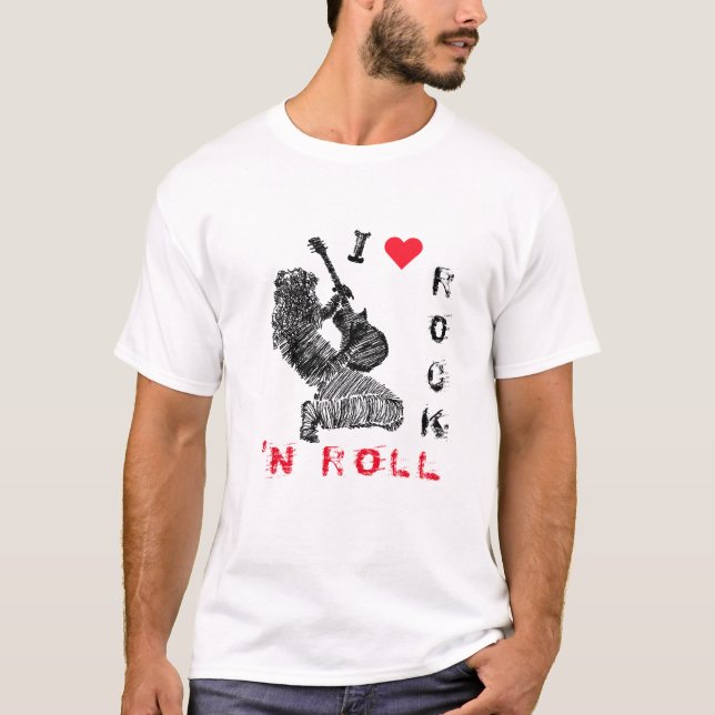 Camiseta Rock Guitarist - Eu Adoro Rock N Roll (Frente)