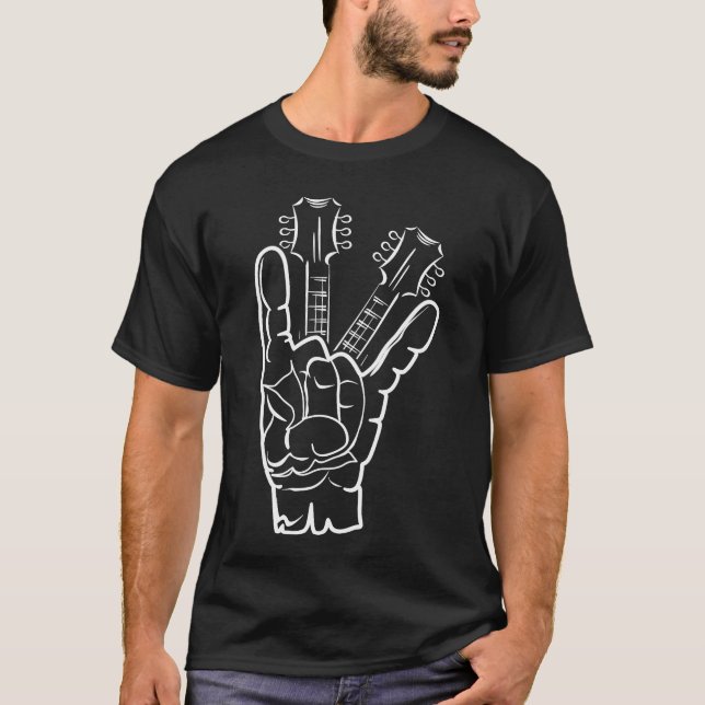Camiseta Rock Hand Metal Music Lover Guitarist gift (Frente)