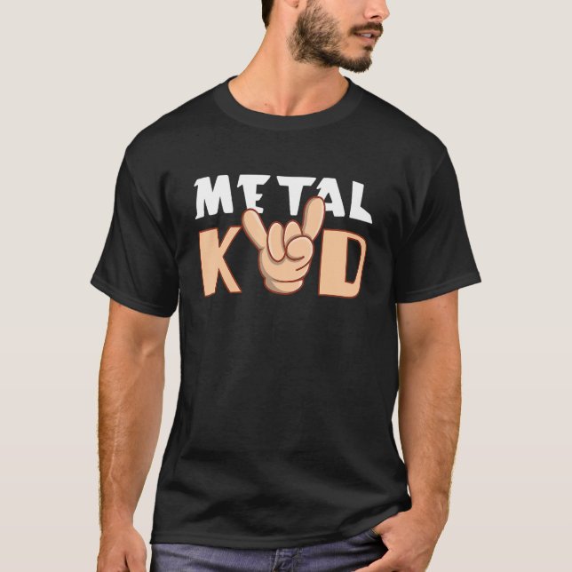 Camiseta Rock Hand Metal Sign Kids Rock Music Lover R (Frente)