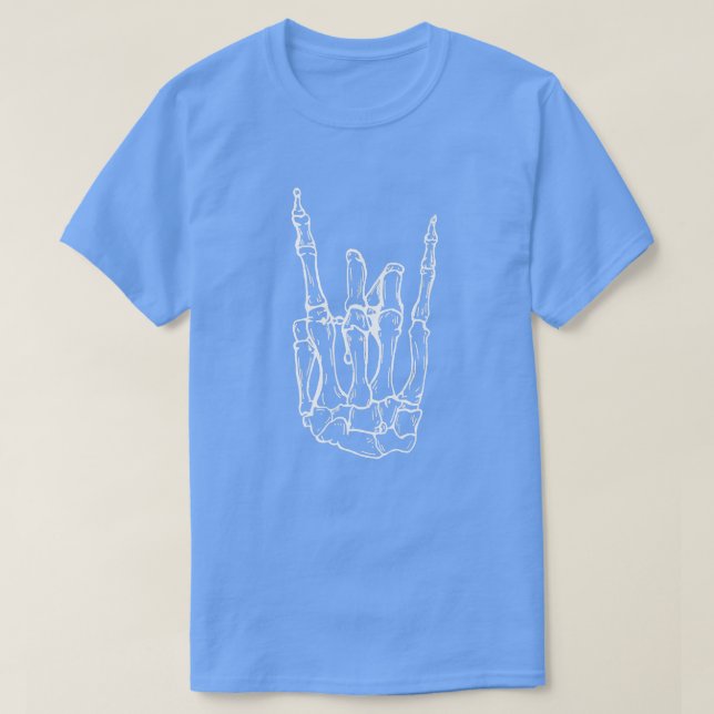 Camiseta Rock Hand Skeleton Rocking 1  (Frente do Design)