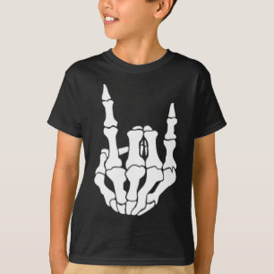 Camiseta Rock Hand Skeleton Vintage - Sinal de Rocker Hallo