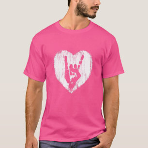 Camiseta Rock Heart Rock On Hand Horns