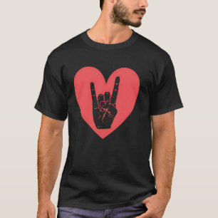 Camiseta Rock Heart Sign Rock Music Heavy Gift
