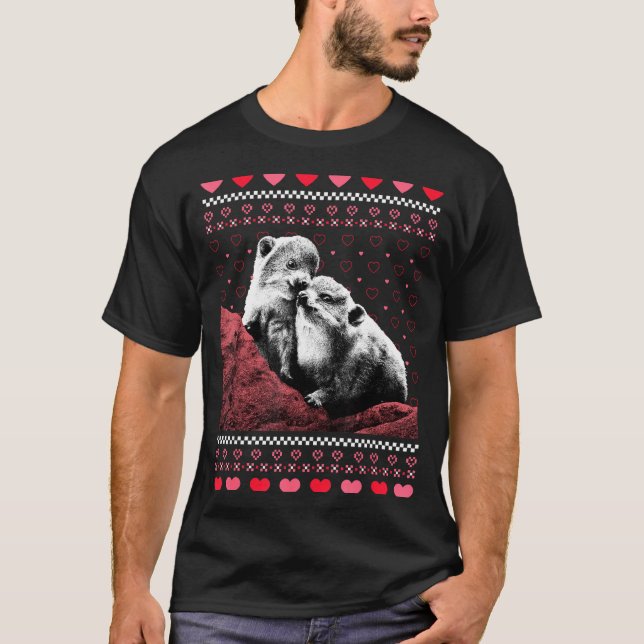 Camiseta Rock Hyrax Valentine's Day Ugly Sweater Style  (Frente)