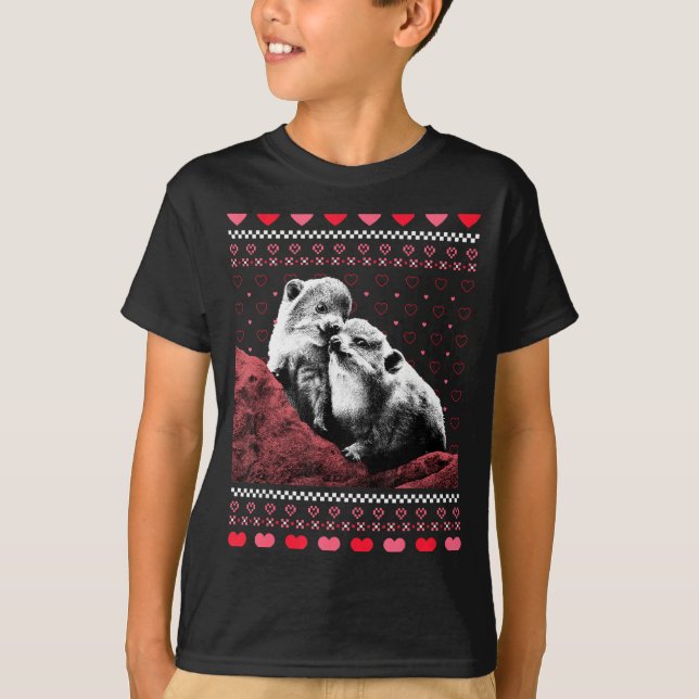 Camiseta Rock Hyrax Valentine's Day Ugly Sweater Style  (Frente)