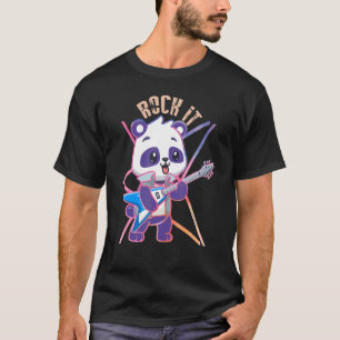 Camiseta Rock it Panda toca violão-baixo guitarrista