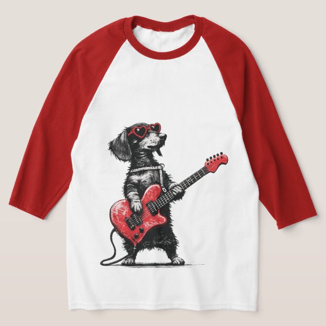 Camiseta Rock Love Dog – Heart Guitar Art (Postura )