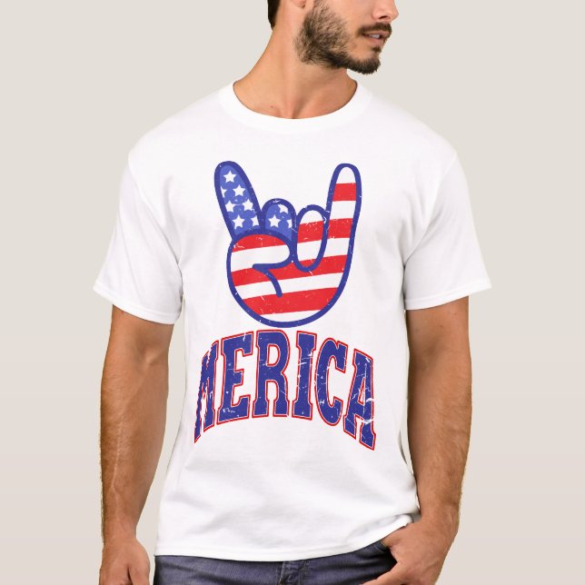 Camiseta Rock Merica Engraçado Eu Amo A América Quarto De J (Frente)