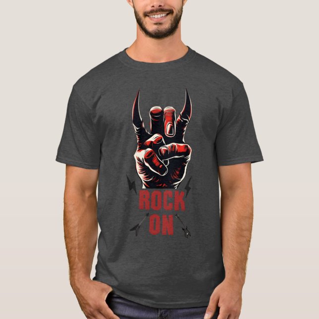 Camiseta Rock music hand devil horns rock musician friend (Frente)