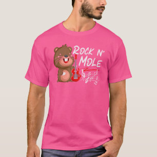 Camiseta Rock N' Mole Rocker Mole Mamãe Animal Pun Rock An