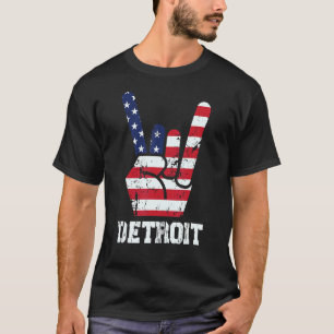 Camiseta Rock N Roll 4 De Julho Rock Hand Detroit American