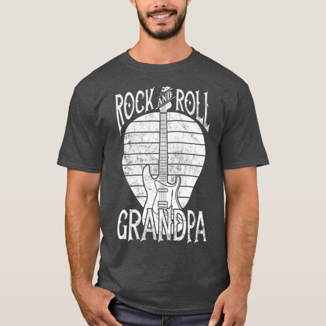 Camiseta Rock n Roll Avô Vintage Guitarrista Presente (Frente)