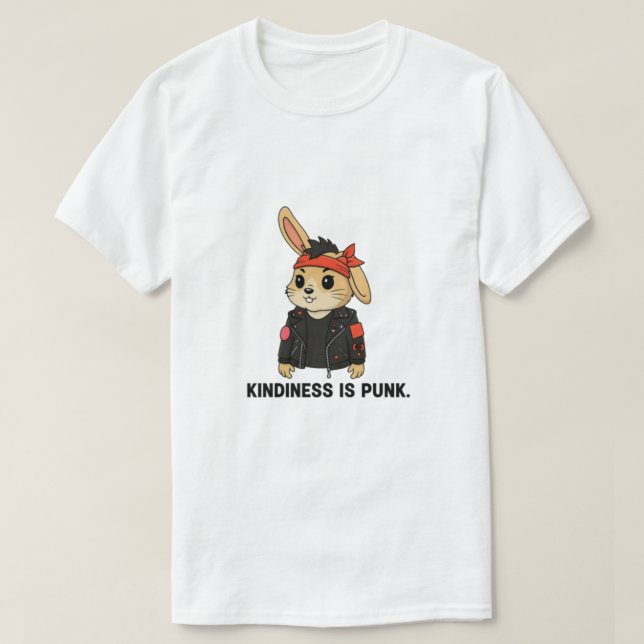 Camiseta Rock ’n’ Roll Bunny – Cute but Wild T-Shirt (Frente do Design)