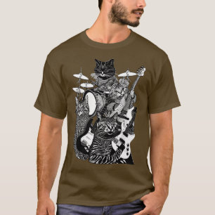 Camiseta ROCK N ROLL CATS Guitarras Bass Drums Cat Rock Ban