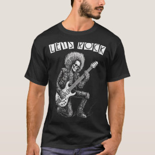 Camiseta Rock N Roll de Metal Pesado Vamos Rock Skeleton G