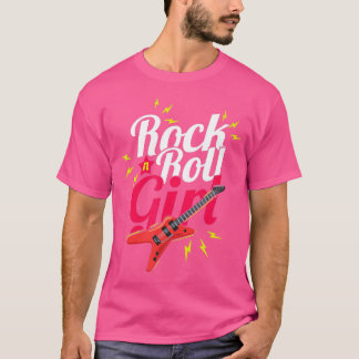 Camiseta Rock N Roll Girl Guitarista Bassista Musicista Roc