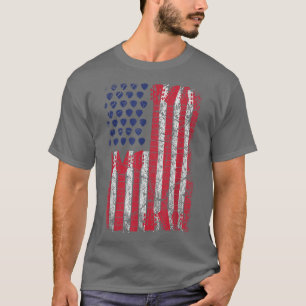 Camiseta Rock N Roll Guitar Flag Line Sketch Usa Flag Indep