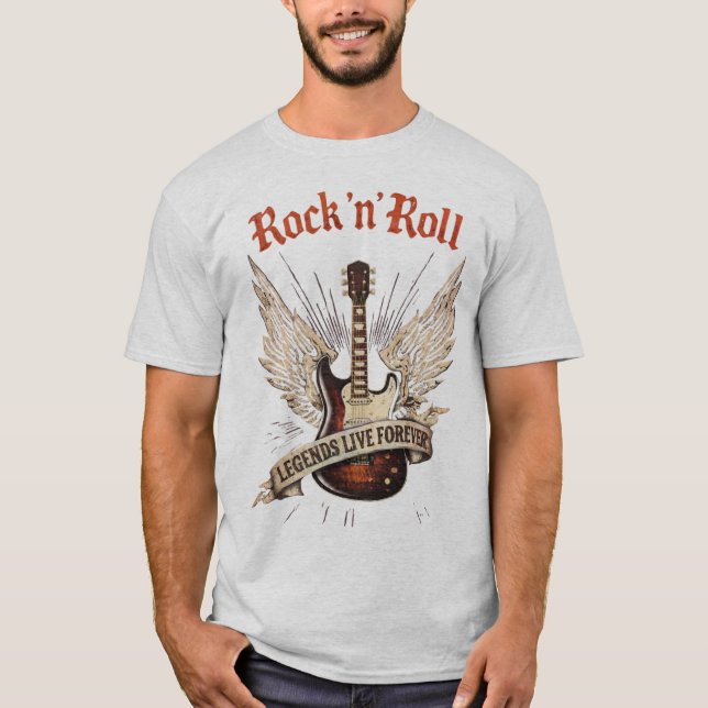 Camiseta Rock n roll guitar legends live forever (Frente)