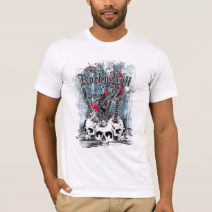 Camiseta Rock n Roll, Guitarra Skulls, T-Shirt Masculina