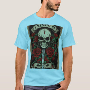 Camiseta Rock 'n' Roll Inferno: Crânio & Chamas Banner Tee.