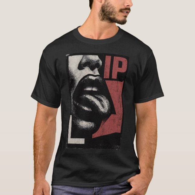 Camiseta Rock N Roll Lips & Tongue Art (Frente)