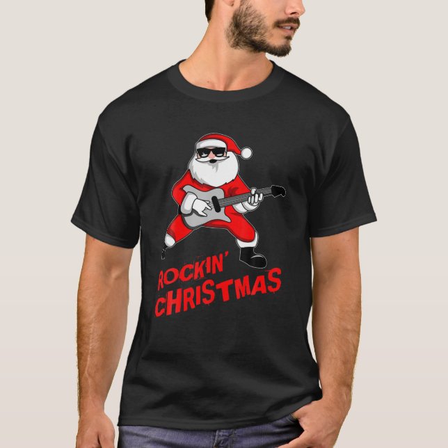 Camiseta Rock N Roll Papai Noel Natal Gift Rockin Xmas (Frente)
